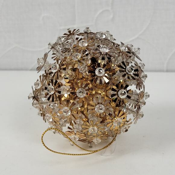 Vintage Handmade Pin Satin MCM Beaded Sequin Pearl Ornate Ball Ornament Lot of 3 - Picture 8 of 10